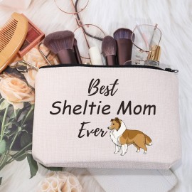 MEIKIUP Sheltie Dog Lover Gift Sheltie Mom Makeup Bag Sheepdog Mama Shetland Sheepdogs Gift Sheltie Owner Travel Cosmetic Bag (Sheltie Mom bag)