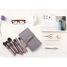 ericotry 1Pcs Makeup Brush Rolling Case Pouch Holder Cosmetic Bag Organizer with Belt Strap for Travel Home Use (Gray)