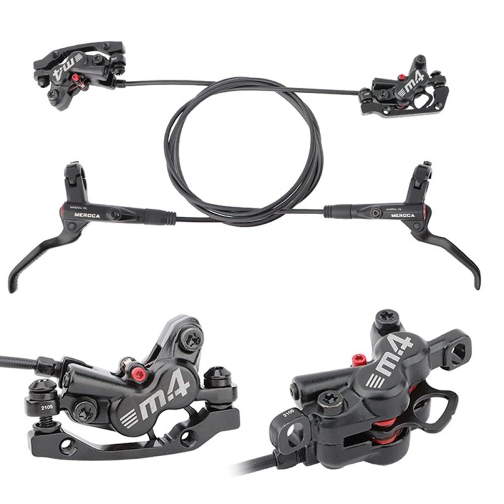 ZTZ 4-Piston MTB Hydraulic Brake Set, Left Front 850mm and Right Rear 1600mm Hydraulic Disc Brake Kit with PM/is Adapter, Fits for eBike, Mountain Bike and BMX