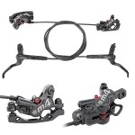 ZTZ 4-Piston MTB Hydraulic Brake Set, Left Front 850mm and Right Rear 1600mm Hydraulic Disc Brake Kit with PM/is Adapter, Fits for eBike, Mountain Bike and BMX