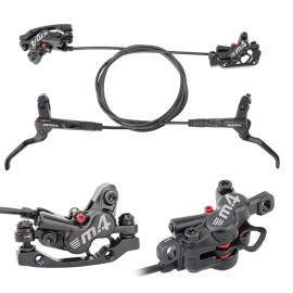 ZTZ 4-Piston MTB Hydraulic Brake Set, Left Front 850mm and Right Rear 1600mm Hydraulic Disc Brake Kit with PM/is Adapter, Fits for eBike, Mountain Bike and BMX