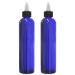 BRIGHTFROM Twist Top Applicator Bottles, 8 OZ, Squeeze Empty Plastic Bottles, Black Nozzle, BPA-Free, PET, Refillable, Open/Close Nozzle - Multi Purpose (Blue)