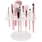 54 Holes Acrylic Brush Holder Makeup Brush Drying Rack Brush Dryer Collapsible Makeup Brush Holder Makeup Brush Dryer Stand for Acrylic Nail Brush Makeup Lover (White)