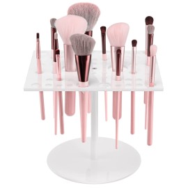 54 Holes Acrylic Brush Holder Makeup Brush Drying Rack Brush Dryer Collapsible Makeup Brush Holder Makeup Brush Dryer Stand for Acrylic Nail Brush Makeup Lover (White)