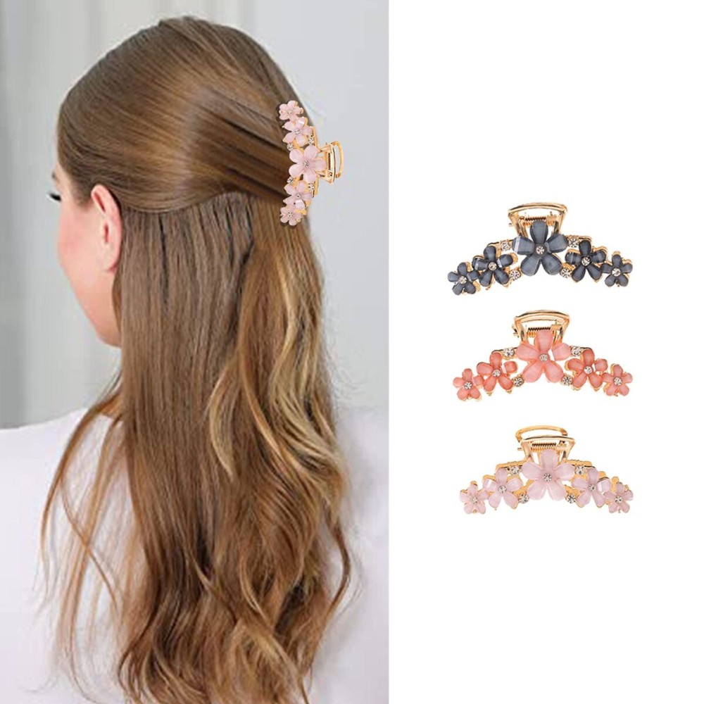 3 Pcs Metal Hair Claw Clips with Flower 2.8 Inch Non slip Jumbo Hair Clip for Women Thin Hair, 90\'s Strong Hold Hair Clips for Thick Hair, Rhinestone Hair Styling Accessories 3 Pcs Metal Hair Claw Clips with Flower 2.8 Inch Non slip Jumbo Hair Clip for Women Thin Hair, 90\'s Strong Hold Hair Clips for Thick Hair, Rhinestone Hair Styling Accessories
