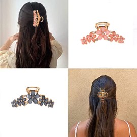 3 Pcs Metal Hair Claw Clips with Flower 2.8 Inch Non slip Jumbo Hair Clip for Women Thin Hair, 90\'s Strong Hold Hair Clips for Thick Hair, Rhinestone Hair Styling Accessories 3 Pcs Metal Hair Claw Clips with Flower 2.8 Inch Non slip Jumbo Hair Clip for Women Thin Hair, 90\'s Strong Hold Hair Clips for Thick Hair, Rhinestone Hair Styling Accessories