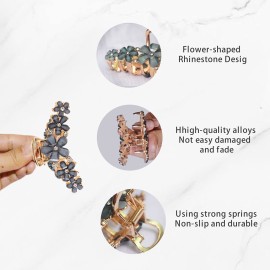 3 Pcs Metal Hair Claw Clips with Flower 2.8 Inch Non slip Jumbo Hair Clip for Women Thin Hair, 90\'s Strong Hold Hair Clips for Thick Hair, Rhinestone Hair Styling Accessories 3 Pcs Metal Hair Claw Clips with Flower 2.8 Inch Non slip Jumbo Hair Clip for Women Thin Hair, 90\'s Strong Hold Hair Clips for Thick Hair, Rhinestone Hair Styling Accessories