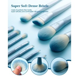 Makeup Brushes Set, 11 Pcs Eigshow Premium Vegan Makeup Brushes, Synthetic Foundation Powder Contour Blush Concealer Full Face Eye Brush, Bamboo Cosmetics Brushes Sets with Bag and Gift Box - Ice Blue Makeup Brushes Set, 11 Pcs Eigshow Premium Vegan Makeup Brushes, Synthetic Foundation Powder Contour Blush Concealer Full Face Eye Brush, Bamboo Cosmetics Brushes Sets with Bag and Gift Box - Ice Blue