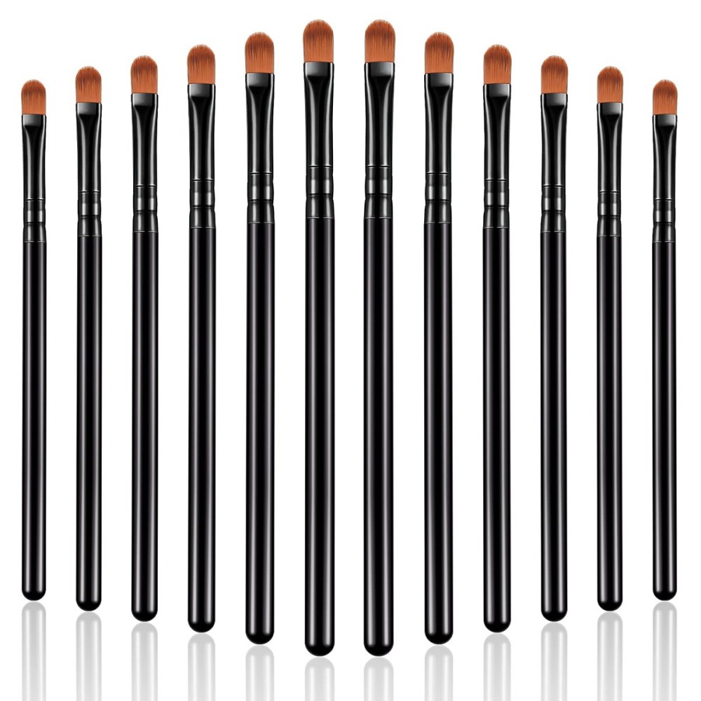 12 Pieces Small Concealer Brush Flat Lip Concealer Brush Under Eye Synthetic Fiber Makeup Eyebrow Outline Foundation for Concealing Blending Setting Buffing Makeup(Black) 12 Pieces Small Concealer Brush Flat Lip Concealer Brush Under Eye Synthetic Fiber Makeup Eyebrow Outline Foundation for Concealing Blending Setting Buffing Makeup(Black)