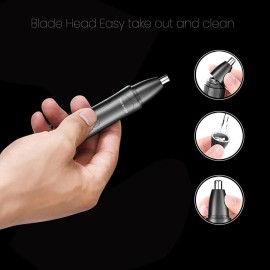 Nose Hair Trimmer for Men Painless - Stainless Steel Dual Edge Blades - Easy to Clean - USB Rechargeable Lithium Battery
