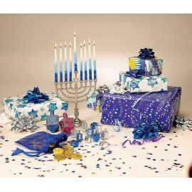 Rite Lite Jar of Dreidels, 25 Medium Plastic Dreidels - Classic Chanukah Spinning Dreidel Game - Colored Dreidels Bulk Value Pack Hanukkah Gift - Silver/Blue