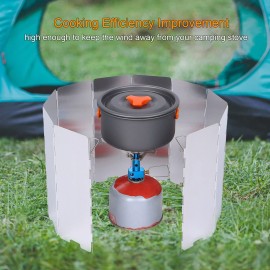 Camping Stove Windscreen Folding, 10 Plates Lightweight Camping Stove Windshield with Case Portable Camp Stove Windscreen Burner Windshield for Alcohol Stove Backpacking Stoves Butane Stoves