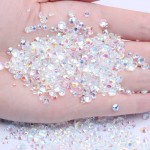 Mixed 1000pcs 2-6mm Transparent AB Resin Nail Rhinestones 3D Non Hotfix Glitter Round Flatback Stones Strass Gems Diamonds DIY Art Decoration (27 Transparent AB)