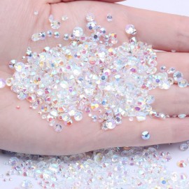 Mixed 1000pcs 2-6mm Transparent AB Resin Nail Rhinestones 3D Non Hotfix Glitter Round Flatback Stones Strass Gems Diamonds DIY Art Decoration (27 Transparent AB)