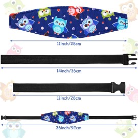 HESTYA 2 Pieces Baby Carseat Head Support Band Strap Headrest Stroller Seat Sleeping Headrest Neck Relief Head Strap Headband for Kids Children Toddler Infant(Elephant and Owl)