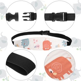 HESTYA 2 Pieces Baby Carseat Head Support Band Strap Headrest Stroller Seat Sleeping Headrest Neck Relief Head Strap Headband for Kids Children Toddler Infant(Elephant and Owl)