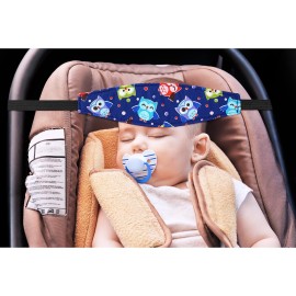 HESTYA 2 Pieces Baby Carseat Head Support Band Strap Headrest Stroller Seat Sleeping Headrest Neck Relief Head Strap Headband for Kids Children Toddler Infant(Elephant and Owl)
