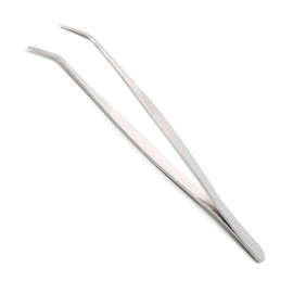 Hegebeck Stainless Steel Tweezers, 200mm 430 Multi Purpose Curved Tweezer, for Facial Ingrown Hairs Splinter Remover, Plants, Daily Beauty Tool with Bent Tip, 1pcs