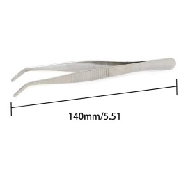 Hegebeck Stainless Steel Tweezers, 140mm 430 Multi Purpose Curved Tweezer, for Facial Ingrown Hairs Splinter Remover, Plants, Daily Beauty Tool with Bent Tip, 5pcs