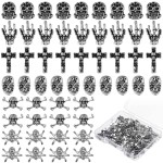 90 Pieces Halloween Nail Charm Skull Ghost Nail Charms Cross 3D Nail Charm Pumpkin Skeleton Nail Jewelry Decoration Halloween Metal Nail Decors for Women Girls Vintage Nail DIY