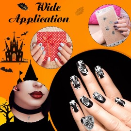 90 Pieces Halloween Nail Charm Skull Ghost Nail Charms Cross 3D Nail Charm Pumpkin Skeleton Nail Jewelry Decoration Halloween Metal Nail Decors for Women Girls Vintage Nail DIY