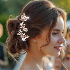 JAKAWIN Rhinestone Wedding Hair Pins Silver Bridal Crystal Hair Jewelry Accessories for Women HP130 (Rose Gold) JAKAWIN Rhinestone Wedding Hair Pins Silver Bridal Crystal Hair Jewelry Accessories for Women HP130 (Rose Gold)