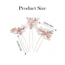 JAKAWIN Rhinestone Wedding Hair Pins Silver Bridal Crystal Hair Jewelry Accessories for Women HP130 (Rose Gold) JAKAWIN Rhinestone Wedding Hair Pins Silver Bridal Crystal Hair Jewelry Accessories for Women HP130 (Rose Gold)