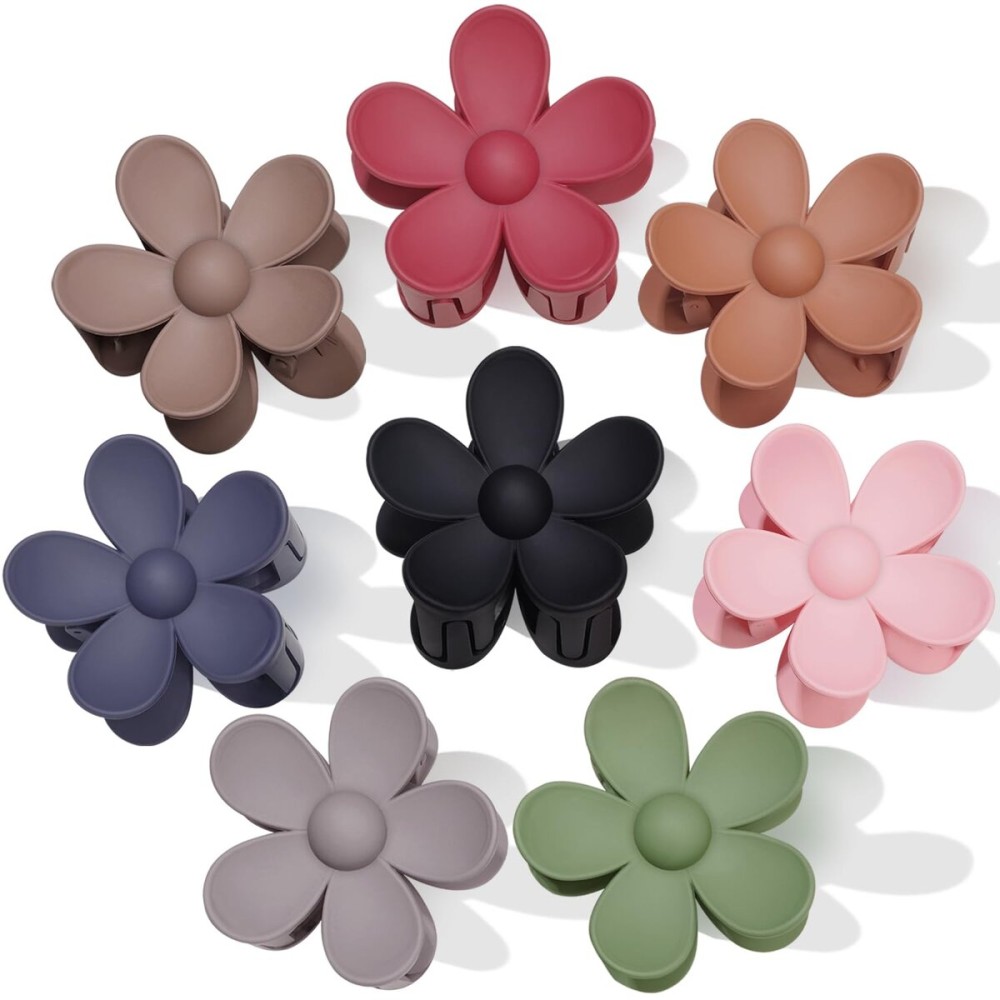 Flower Hair Clips 8PCS Hair Claw Clips Nonslip Large Claw Clips Strong Hold Durable for Women Thick Hair, Big Hair Clips for Women Thin Hair 8 Colors Flower Hair Clips 8PCS Hair Claw Clips Nonslip Large Claw Clips Strong Hold Durable for Women Thick Hair, Big Hair Clips for Women Thin Hair 8 Colors