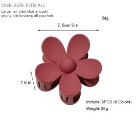 Flower Hair Clips 8PCS Hair Claw Clips Nonslip Large Claw Clips Strong Hold Durable for Women Thick Hair, Big Hair Clips for Women Thin Hair 8 Colors Flower Hair Clips 8PCS Hair Claw Clips Nonslip Large Claw Clips Strong Hold Durable for Women Thick Hair, Big Hair Clips for Women Thin Hair 8 Colors