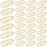 WILLBOND 30 Pieces 32 mm 9-teeth Hair Extension Clips Hair Extension Wigs Snap Clips Comb Small Snap Wig Accessories for Women DIY(Beige)