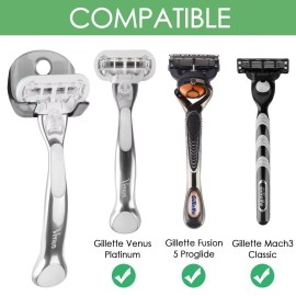 Linkidea 2 Pack Wall Mount Razor Holder for Shower Wall, Self Adhesive Shaver Bathroom Hooks Hanger Compatible with Gillette Venus Platinum, Fusion 5 Proshield & Proglide, Mach 3 Classic (Grey) Linkidea 2 Pack Wall Mount Razor Holder for Shower Wall, Self Adhesive Shaver Bathroom Hooks Hanger Compatible with Gillette Venus Platinum, Fusion 5 Proshield & Proglide, Mach 3 Classic (Grey)