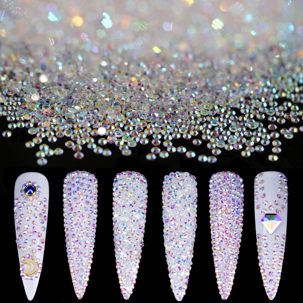 Tiny Nail Rhinestones 5000PCs 1.7mm Mini Pixie AB Glass Crystals for Nail Art Manicure Iridescent Long Lasting Shine Small Rhinestone Micro Dust Glitter Caviar Bead Sugar Gem Tiny Nail Rhinestones 5000PCs 1.7mm Mini Pixie AB Glass Crystals for Nail Art Manicure Iridescent Long Lasting Shine Small Rhinestone Micro Dust Glitter Caviar Bead Sugar Gem