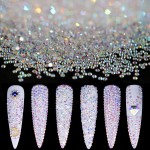 Tiny Nail Rhinestones 5000PCs 1.7mm Mini Pixie AB Glass Crystals for Nail Art Manicure Iridescent Long Lasting Shine Small Rhinestone Micro Dust Glitter Caviar Bead Sugar Gem