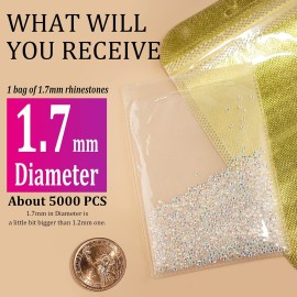 Tiny Nail Rhinestones 5000PCs 1.7mm Mini Pixie AB Glass Crystals for Nail Art Manicure Iridescent Long Lasting Shine Small Rhinestone Micro Dust Glitter Caviar Bead Sugar Gem Tiny Nail Rhinestones 5000PCs 1.7mm Mini Pixie AB Glass Crystals for Nail Art Manicure Iridescent Long Lasting Shine Small Rhinestone Micro Dust Glitter Caviar Bead Sugar Gem
