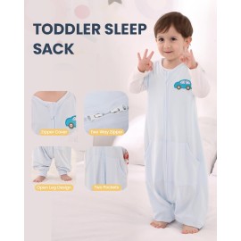 Baby Sleeping Bag with Feet Sleeveless Sleeping Sack Wearable Blankets Baby, Blue Sleep Sack, 3-5T, X-Large