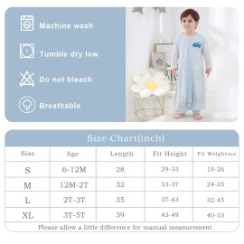 Baby Sleeping Bag with Feet Sleeveless Sleeping Sack Wearable Blankets Baby, Blue Sleep Sack, 3-5T, X-Large