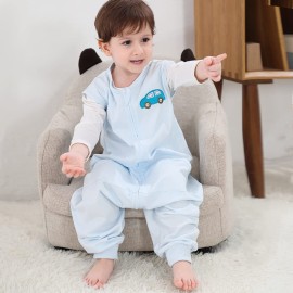Baby Sleeping Bag with Feet Sleeveless Sleeping Sack Wearable Blankets Baby, Blue Sleep Sack, 3-5T, X-Large