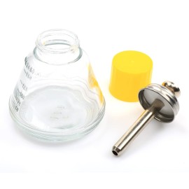 1 Pcs,6 Oz Glass Dispenser Bottle for Nail Polish Remover,Empty Thick Clear Glass Push Down Alcohol Pump Sanitizer Dispenser Container with Dust Cover,Metal Core-Nail Art Gel Remover Container