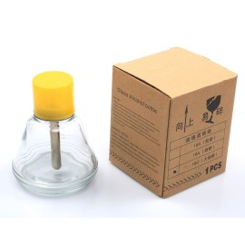 1 Pcs,6 Oz Glass Dispenser Bottle for Nail Polish Remover,Empty Thick Clear Glass Push Down Alcohol Pump Sanitizer Dispenser Container with Dust Cover,Metal Core-Nail Art Gel Remover Container