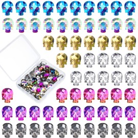 105 Piece Halloween Nail Charms - Skull, Punk, 3D Bling Rhinestones Nail Jewelry & Decorations for Women & Girls