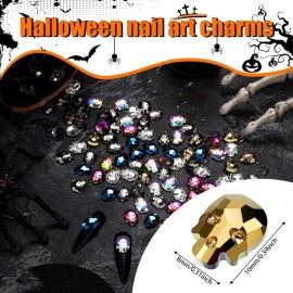 105 Piece Halloween Nail Charms - Skull, Punk, 3D Bling Rhinestones Nail Jewelry & Decorations for Women & Girls 105 Piece Halloween Nail Charms - Skull, Punk, 3D Bling Rhinestones Nail Jewelry & Decorations for Women & Girls