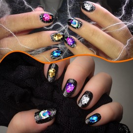105 Piece Halloween Nail Charms - Skull, Punk, 3D Bling Rhinestones Nail Jewelry & Decorations for Women & Girls 105 Piece Halloween Nail Charms - Skull, Punk, 3D Bling Rhinestones Nail Jewelry & Decorations for Women & Girls