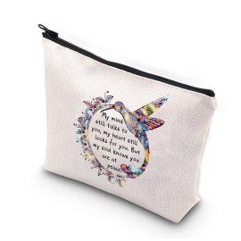 BDPWSS Hummingbird Makeup Bag Hummingbird Memorial Gift Hummingbird Lover Zipper Pouch Remembrance Gift My Mind Still Talks To You My Heart Still Looks For You Sympathy Gift (Hummingbird at peace)