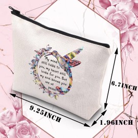 BDPWSS Hummingbird Makeup Bag Hummingbird Memorial Gift Hummingbird Lover Zipper Pouch Remembrance Gift My Mind Still Talks To You My Heart Still Looks For You Sympathy Gift (Hummingbird at peace)