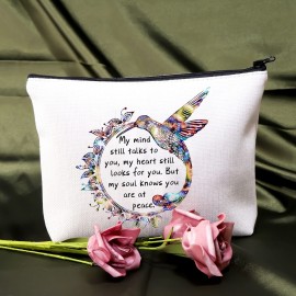 BDPWSS Hummingbird Makeup Bag Hummingbird Memorial Gift Hummingbird Lover Zipper Pouch Remembrance Gift My Mind Still Talks To You My Heart Still Looks For You Sympathy Gift (Hummingbird at peace)
