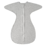 ZIGJOY Shark-Fin Transition Swaddle - 0.5 Tog Rayon Made from Bamboo Sleep Sack Transitional Swaddle Sack Baby Wearable Blanket with 2-Way Zipper, Hemp Grey, 6-12 Months