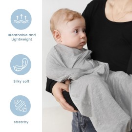 ZIGJOY Shark-Fin Transition Swaddle - 0.5 Tog Rayon Made from Bamboo Sleep Sack Transitional Swaddle Sack Baby Wearable Blanket with 2-Way Zipper, Hemp Grey, 6-12 Months