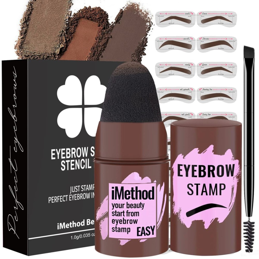 iMethod Eyebrow Stamp and Eyebrow Stencil Kit - for Perfect Eyebrow Makeup, Eyebrow Pomade, 20 Eye brow Shaping Kit, Easy to Use, Long-Lasting, Brown iMethod Eyebrow Stamp and Eyebrow Stencil Kit - for Perfect Eyebrow Makeup, Eyebrow Pomade, 20 Eye brow Shaping Kit, Easy to Use, Long-Lasting, Brown