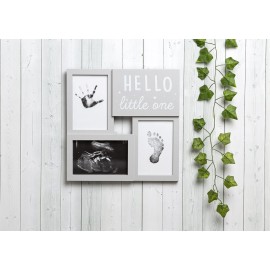 Kate & Milo Babyprints and Sonogram Hello Little One Collage Frame, Baby Handprint, Footprint and Ultrasound Baby Keepsake Frame, Pregnancy Announcement, Gender-Neutral, White