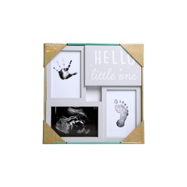 Kate & Milo Babyprints and Sonogram Hello Little One Collage Frame, Baby Handprint, Footprint and Ultrasound Baby Keepsake Frame, Pregnancy Announcement, Gender-Neutral, White